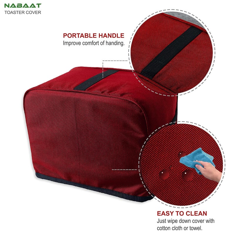 NABAAT Dust Proof Water Proof Washable Cover for 2 Slice Toaster Pop up Kitchen with Pockets Standard Size, Red (11”x 6.5”x 8”) - Image 4