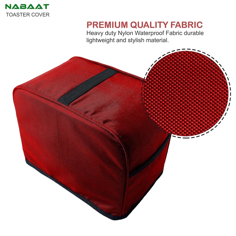 NABAAT Dust Proof Water Proof Washable Cover for 2 Slice Toaster Pop up Kitchen with Pockets Standard Size, Red (11”x 6.5”x 8”) - Image 2