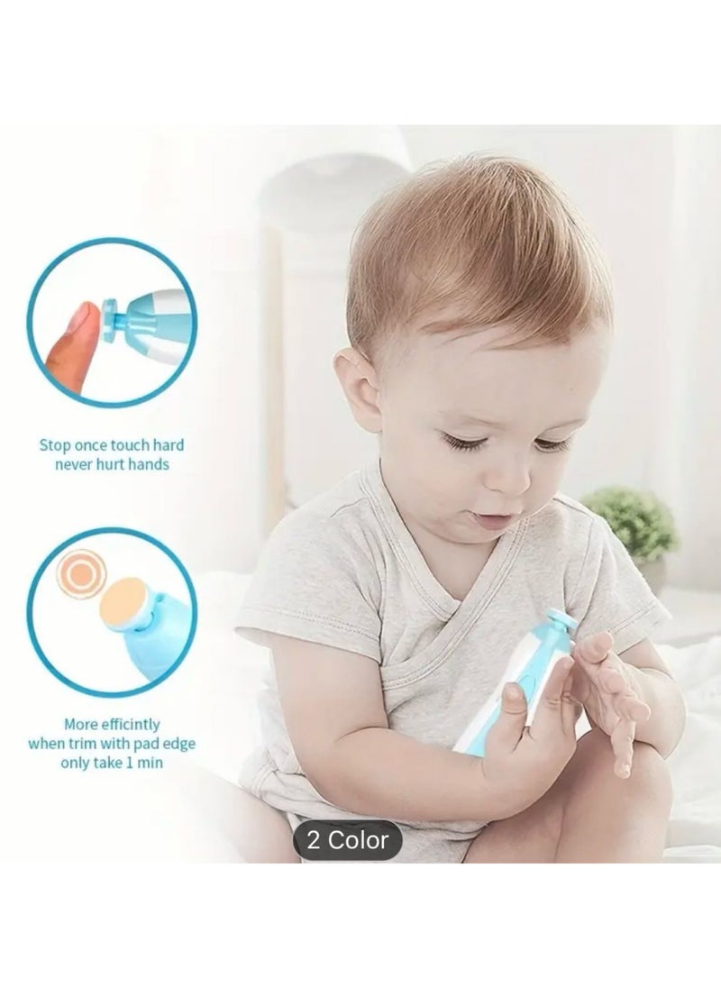 Generic - FatFlags Baby Electric Nail File and Trimmer Kit – Safe, Quiet Clippers with LED Light, Adjustable Speed, 6 Grinding Heads for Newborn, Toddler, Kids, and Adults. (Blue) - Image 1