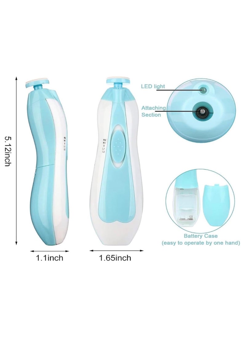 Generic - FatFlags Baby Electric Nail File and Trimmer Kit – Safe, Quiet Clippers with LED Light, Adjustable Speed, 6 Grinding Heads for Newborn, Toddler, Kids, and Adults. (Blue) - Image 1