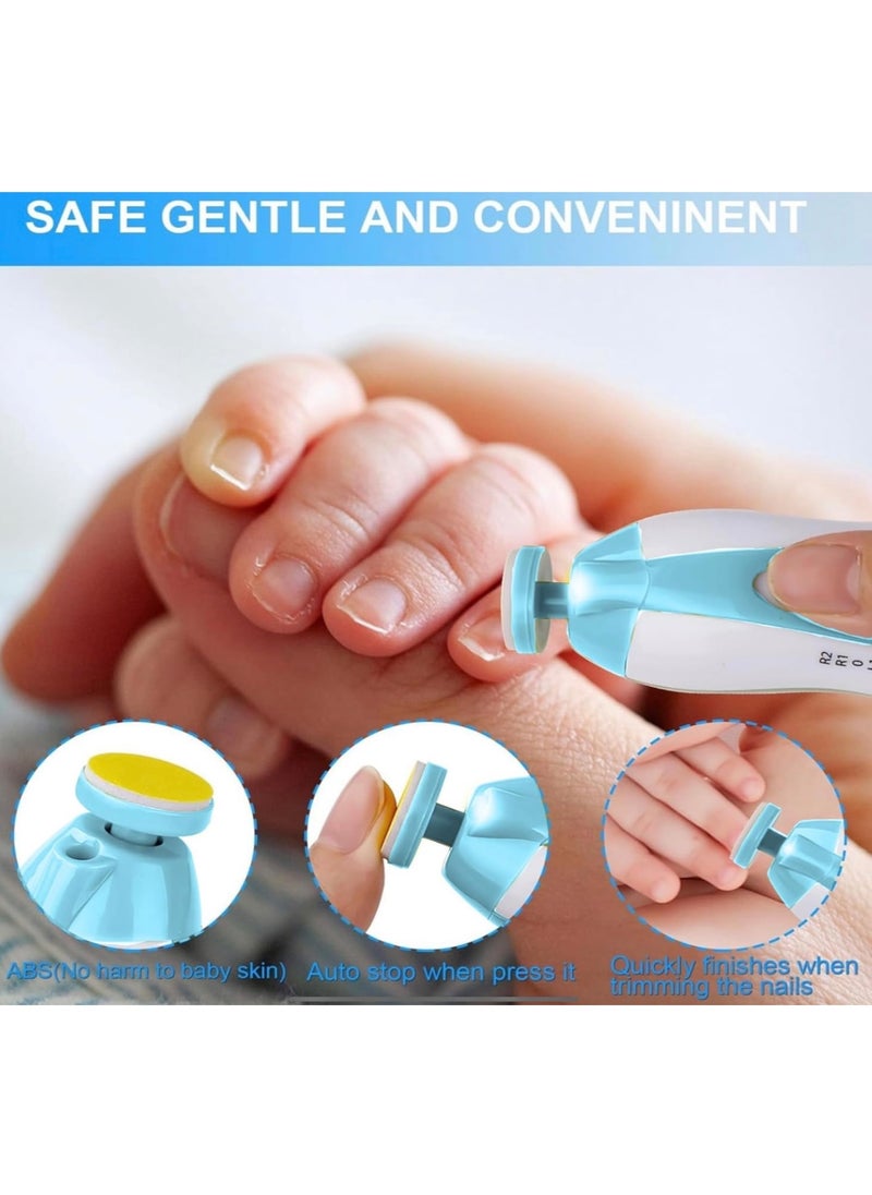 Generic - FatFlags Baby Electric Nail File and Trimmer Kit – Safe, Quiet Clippers with LED Light, Adjustable Speed, 6 Grinding Heads for Newborn, Toddler, Kids, and Adults. (Blue) - Image 1