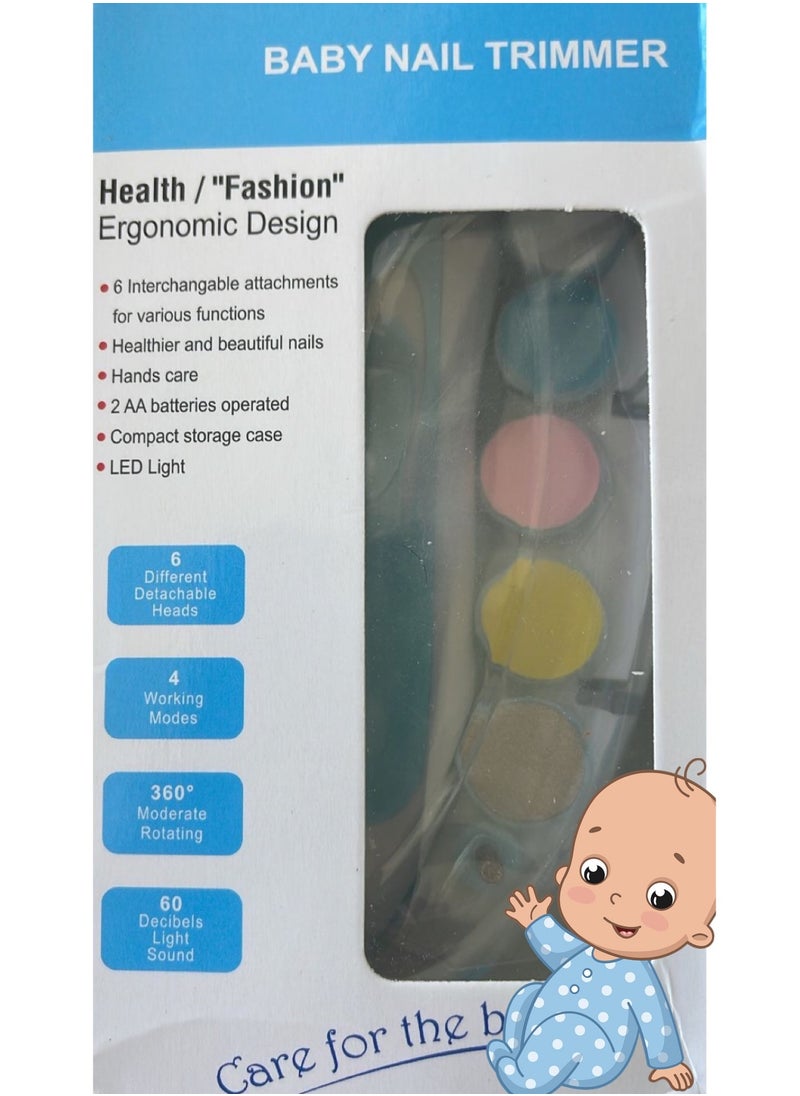 Generic - FatFlags Baby Electric Nail File and Trimmer Kit – Safe, Quiet Clippers with LED Light, Adjustable Speed, 6 Grinding Heads for Newborn, Toddler, Kids, and Adults. (Blue) - Image 1