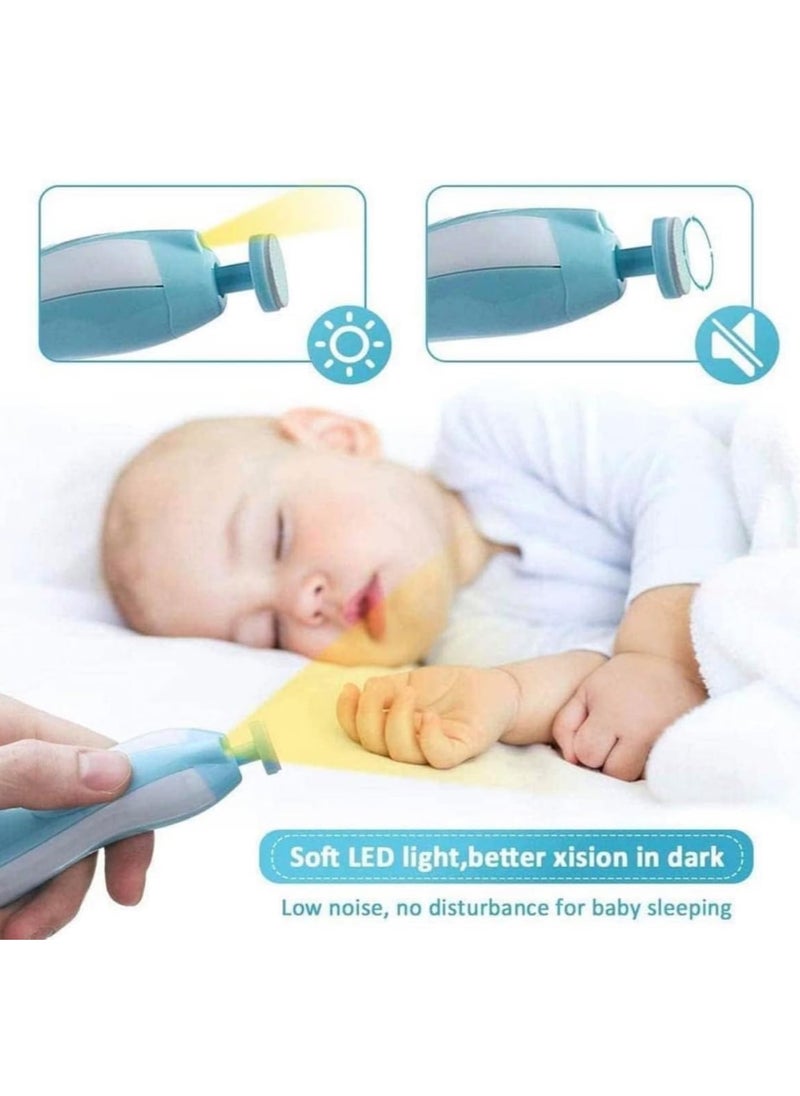 Generic - FatFlags Baby Electric Nail File and Trimmer Kit – Safe, Quiet Clippers with LED Light, Adjustable Speed, 6 Grinding Heads for Newborn, Toddler, Kids, and Adults. (Blue) - Image 1