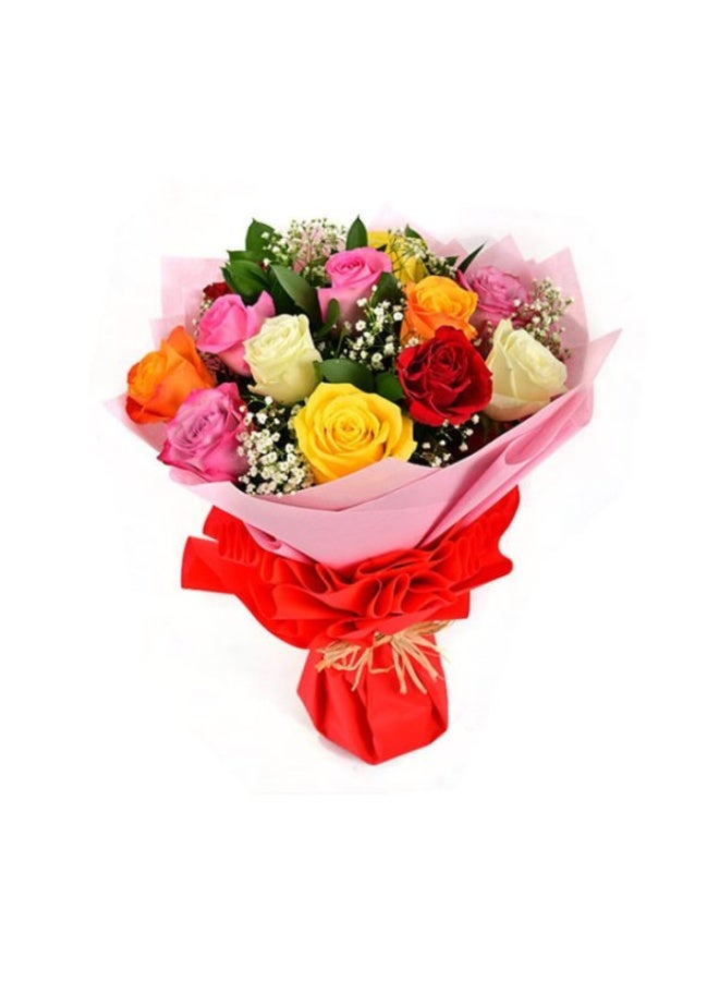12 Pieces Multicolor Roses Bouquet