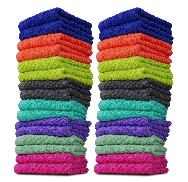 ZUPERIA Zigzag Wash Cloth 32 Pack -12" x 12"- Highly Absorbent Soft Washcloths for Face, Gym Towels, Hotel Spa Quality, Reusable Multipurpose Towels (Assorted) - Image 1