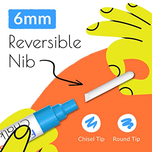 Funcils 10 Liquid Chalk Markers for Blackboard - (10 pack, 6mm Reversible Tip) | Chalkboard Markers Erasable for Window, Glass, Car, Mirror, Wall Calendar - Non Toxic, Washable, Wet Erase Chalk Pens - Image 3