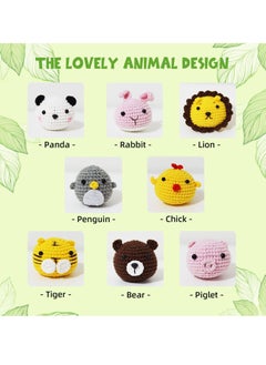 SYOSI Beginners Crochet Kit Adults and Kids with Easy Yarn for Crochet Kit with Step by Step Video Tutorials Complete Set to Make 8 Animal Panda Rabbit Lion and more Stress Relieving Craft Idea Gift  - Image 2
