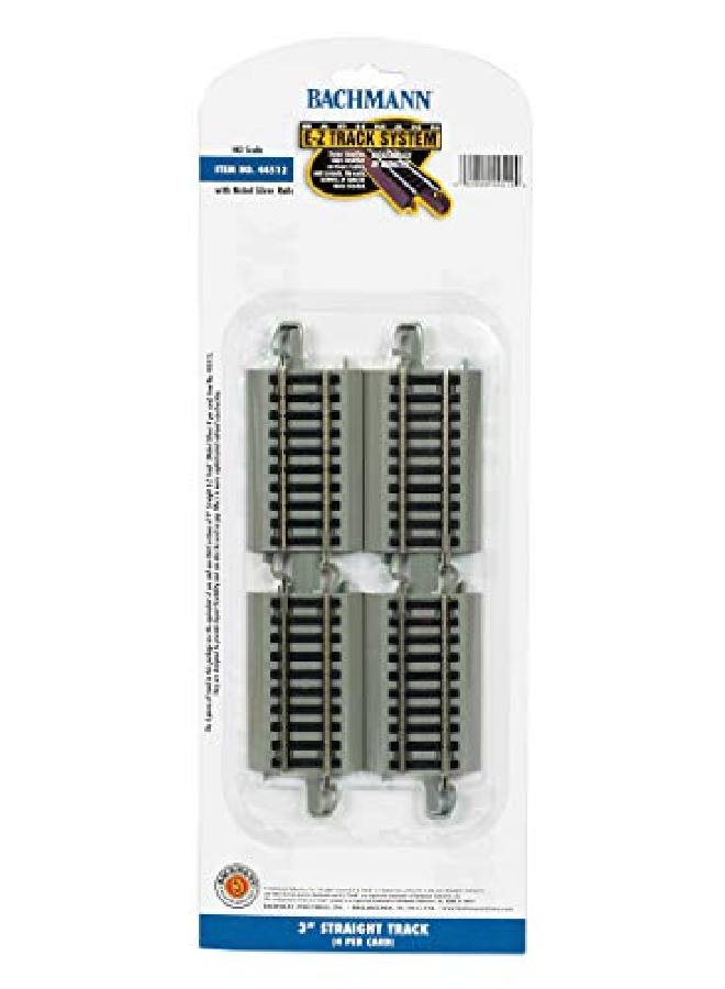 Bachmann Trains Snapfit Ez Track 3 Straight Track (4/Card) Nickel Silver Rail With Gray Roadbed Ho Scale - Image 3