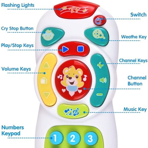 PLUSPOINT Baby Musical Remote Control Shape Toy Smart Toys Learning Remote with Light Music for Baby Musical Educational Toys for One Year Old Infants Toddlers Kids, Multicolor - Image 4