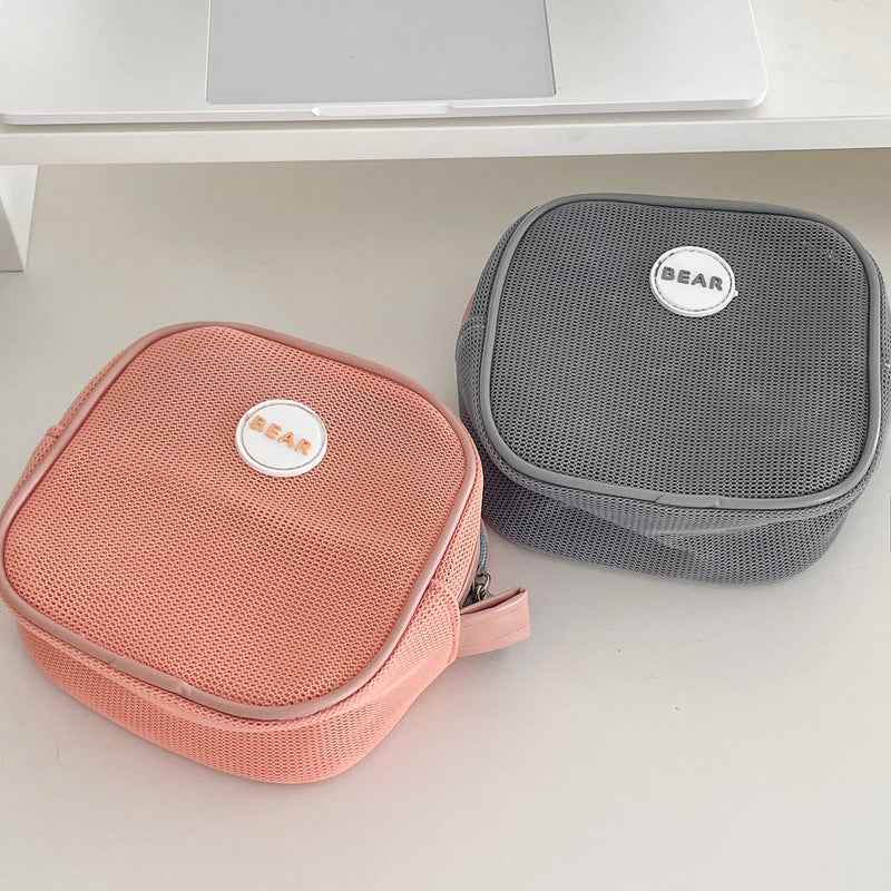 Summer Contrasting Color Mesh Cosmetics Bag, High-Looking Mesh Hand-Held Travel Portable Toiletry Large-Capacity Cosmetic Bag - Image 5