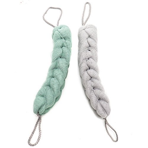 DIMROM 2 Pcs Exfoliating Bath Sponge Shower Pouf Loofah Back Scrubber Mesh Strap Skin Washer with Rope Handles - Image 1