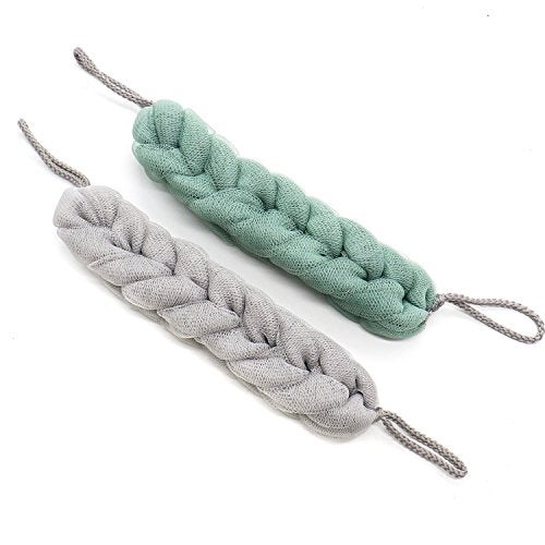 DIMROM 2 Pcs Exfoliating Bath Sponge Shower Pouf Loofah Back Scrubber Mesh Strap Skin Washer with Rope Handles - Image 2
