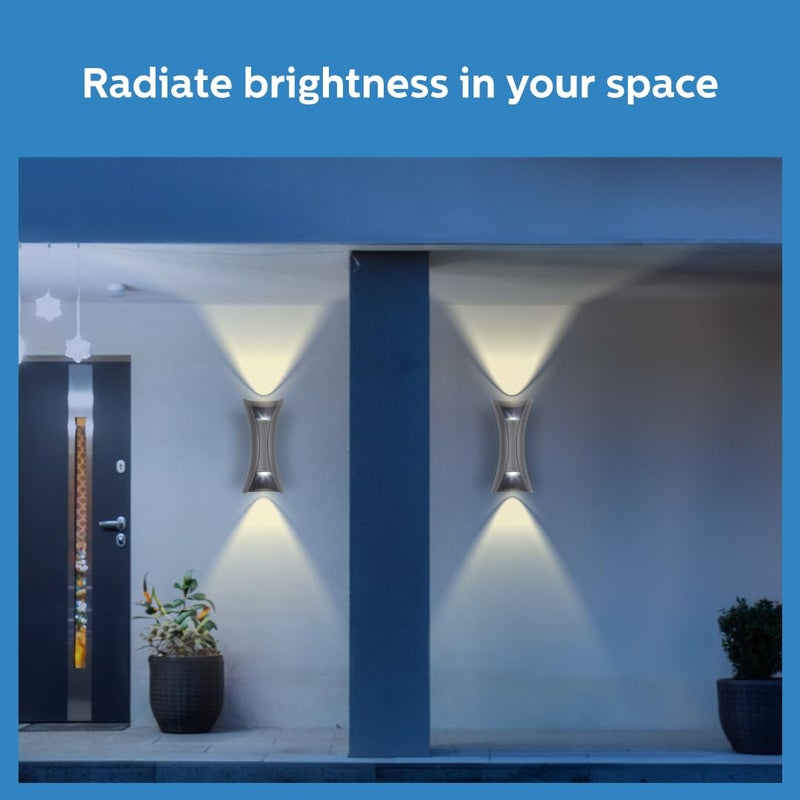 PHILIPS 10W Vertical decorative Wall Light | Lucent Outdoor Wall Light for Decoration | Colour : Warm White, Pack of 2 - Image 4