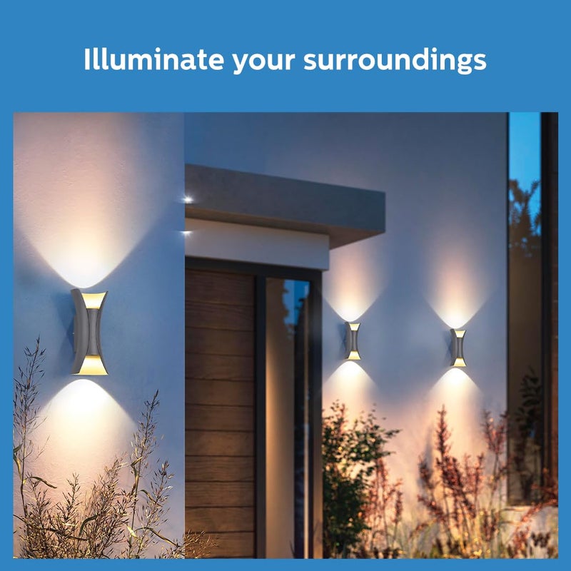 PHILIPS 10W Vertical decorative Wall Light | Lucent Outdoor Wall Light for Decoration | Colour : Warm White, Pack of 2 - Image 5