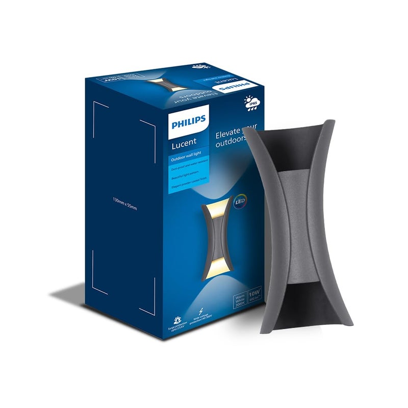 PHILIPS 10W Vertical decorative Wall Light | Lucent Outdoor Wall Light for Decoration | Colour : Warm White, Pack of 2 - Image 2