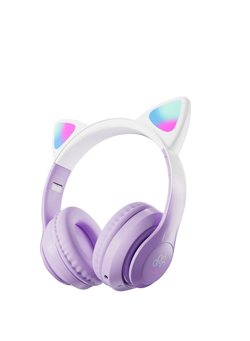 GULFLINK 400mah Cat Ear Bluetooth Headset Flashing Light 5.0 Wireless Sports and Leisure Headset Bluetooth Headphones Purple - Image 5