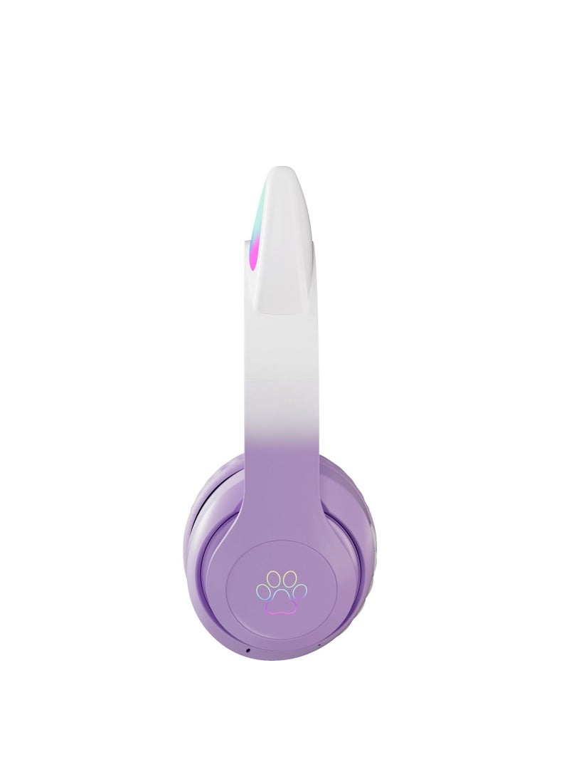 GULFLINK 400mah Cat Ear Bluetooth Headset Flashing Light 5.0 Wireless Sports and Leisure Headset Bluetooth Headphones Purple - Image 3