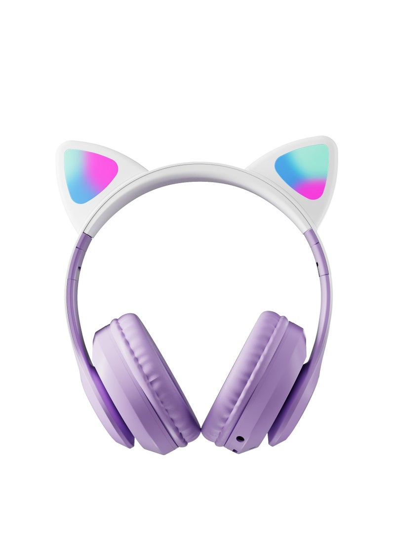GULFLINK 400mah Cat Ear Bluetooth Headset Flashing Light 5.0 Wireless Sports and Leisure Headset Bluetooth Headphones Purple - Image 4