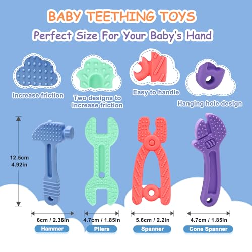 Yoolane Baby Teether [Original] - Silicone Teething Toys for Babies, Tools Set Shape Teething Relief Chew Toy | Stuff Essential and Gift for Toddler Infant Boy Girl 3+ Months | 4 Pieces - Image 2