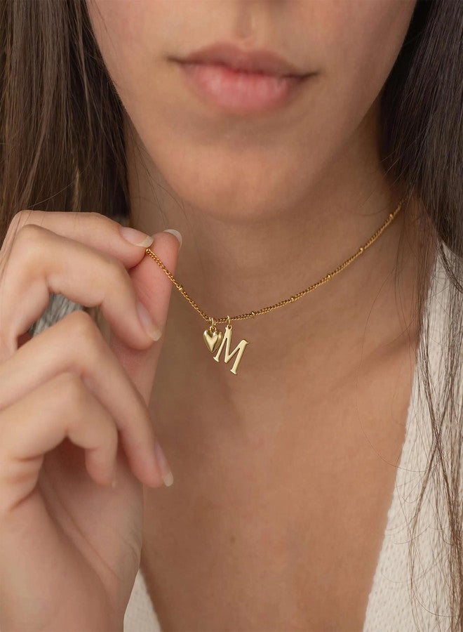 JIAOGE Initial Necklaces for Women - Real Gold Plated Heart Initial Necklaces Dainty Cute Gold Letter A-Z Heart Pendant Necklace Gold Jewelry Birthday Gifts for Women, 16.5"+2", Brass, No Gemstone - Image 5