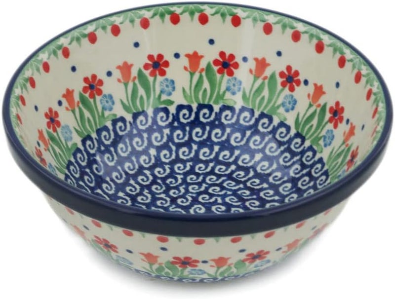 Polmedia Polish Pottery Authentic Polish Pottery Bowl 6inch in Babcias Garden Design Handmade in Bolesawiec Poland by Ceramika Artystyczna  Certificate of Authenticity - Image 1