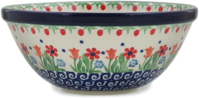Polmedia Polish Pottery Authentic Polish Pottery Bowl 6inch in Babcias Garden Design Handmade in Bolesawiec Poland by Ceramika Artystyczna  Certificate of Authenticity - Image 2