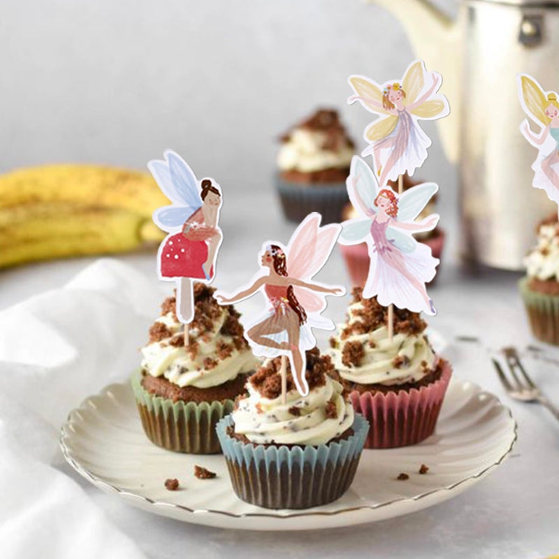 Rsstarxi 36 Pack Fairy Cupcake Toppers  Fairy Party Decorations  Wing Angel Flower Fairy Birthday Cupcake Picks for Baby Shower Birthday Wedding Fairy Party Cake Decorations - Image 4