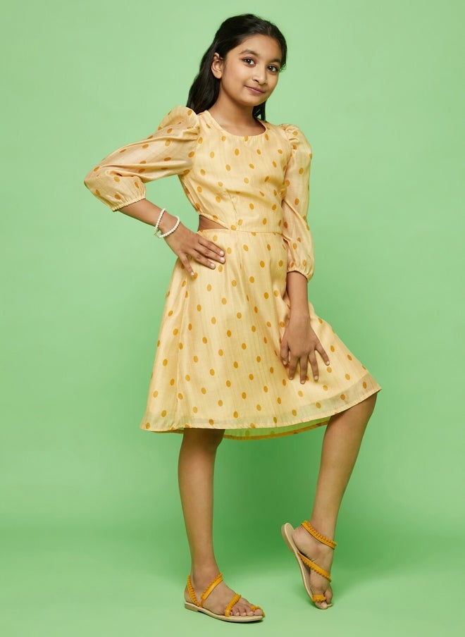 أيه كيه إس فستان بناتي بتصميم - ونقاط بولكا كريمية - Image 3