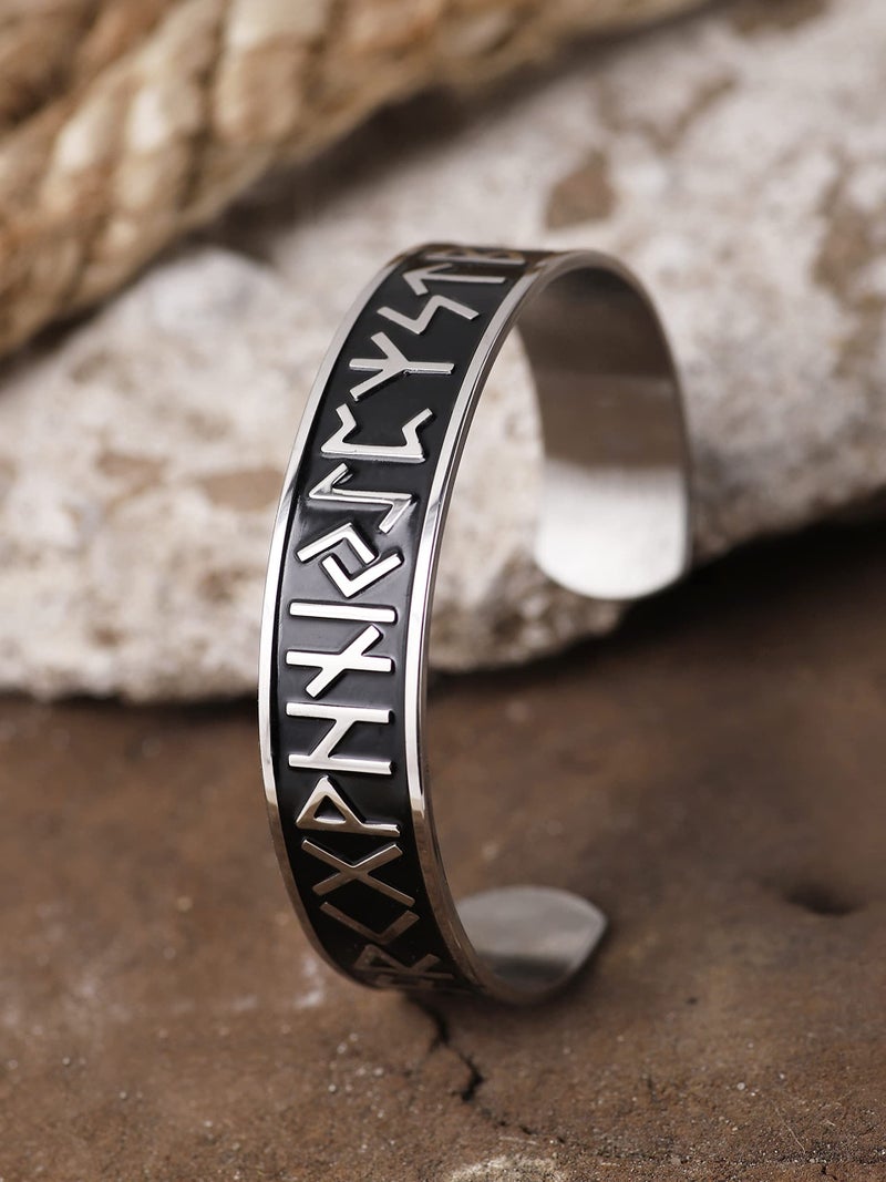 HAQUIL Ancient Runes Cuff Bracelet for Men and Women, Viking Jewelry Gift - Image 4