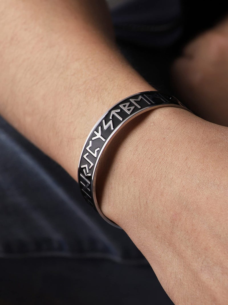 HAQUIL Ancient Runes Cuff Bracelet for Men and Women, Viking Jewelry Gift - Image 5