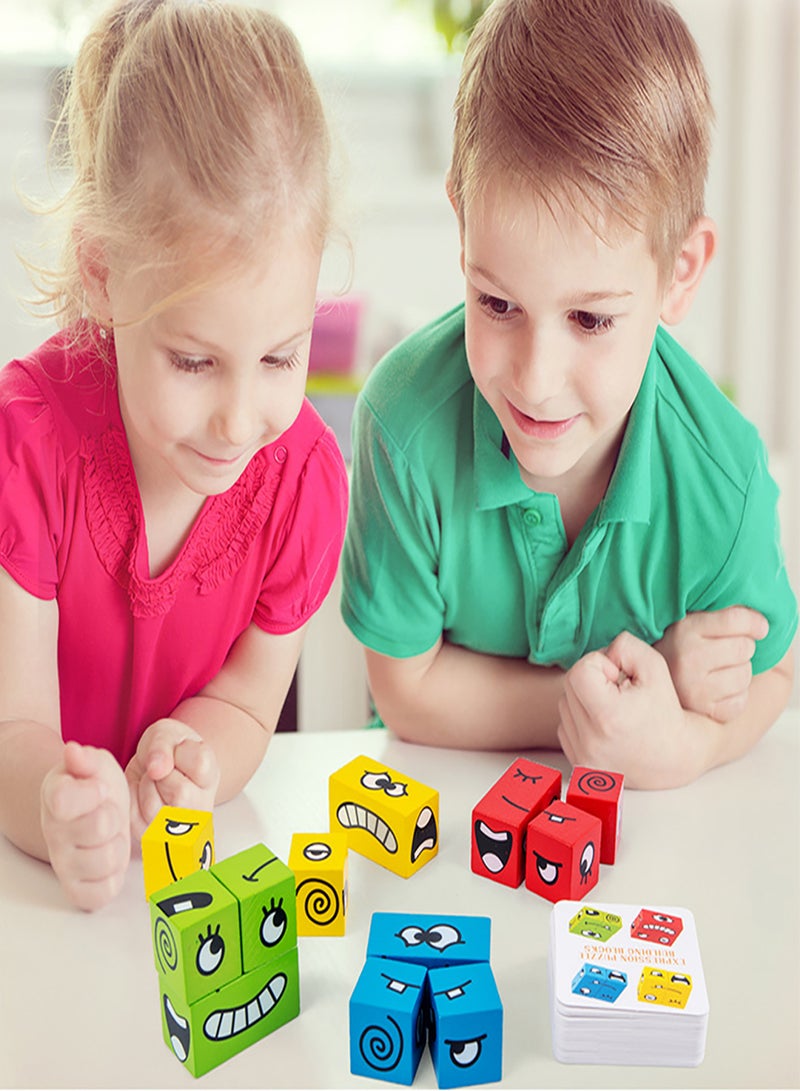 Wooden Expression Puzzle Face-Changing Building Block Logical Thinking Training Block Parent-Child Table Game for Boys & Girls Age 3+ - Image 4