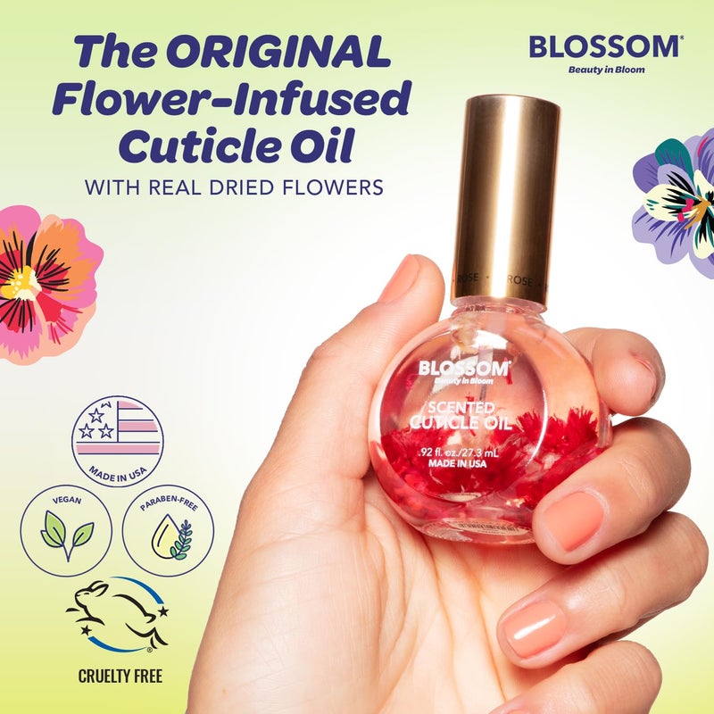 Blossom Cuticle Oil for Nails, Hydrating, Moisturizing, Scented Nail Oil Cuticle Care, Infused with Real Flowers, Made in USA, 0.92 fl. oz, Kiwi - Image 3