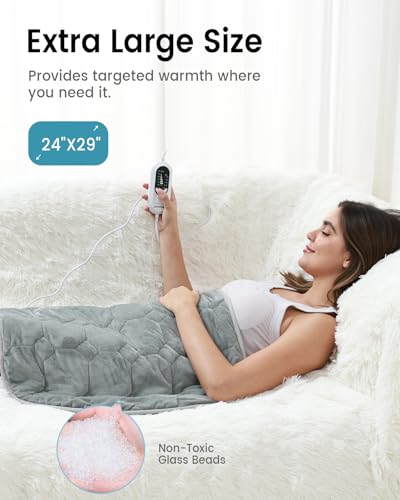 immtree Weighted Heating Pad for Deeper Pain Relief, 7lbs XXXL Size(29x24) with Fast Heat Technology, Heated Blankets for Adults, Relief for Back and Shoulder and Knee - Image 3