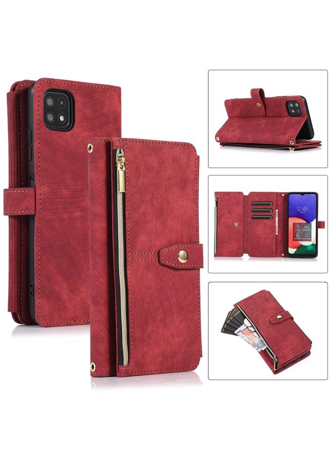 S-TOP Case For Samsung Galaxy A22 5G Dream 9-Card Wallet Zipper Bag Leather Phone Case - Image 1