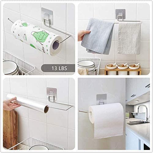 KPS Magic Adhesive Pad, Kitchen Paper Roll Holder Wall Mount, Stainless Steel Self Adhesive Wall Mount Towel Bar Paper Towel Holder for Kitchen Bathroom - Image 4