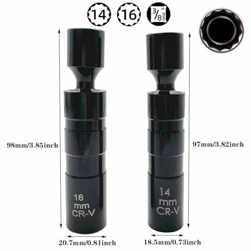QISF 14mm and 16mm Thin Wall Swivel Magnetic Spark Plug Socket 38 Inch Drive 12Point Spark Plug Socket Removal Tool Compatible with Motorcycle Car SUV Most Confined Areas - Image 3