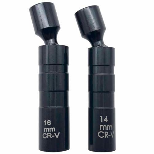 QISF 14mm and 16mm Thin Wall Swivel Magnetic Spark Plug Socket 38 Inch Drive 12Point Spark Plug Socket Removal Tool Compatible with Motorcycle Car SUV Most Confined Areas - Image 1