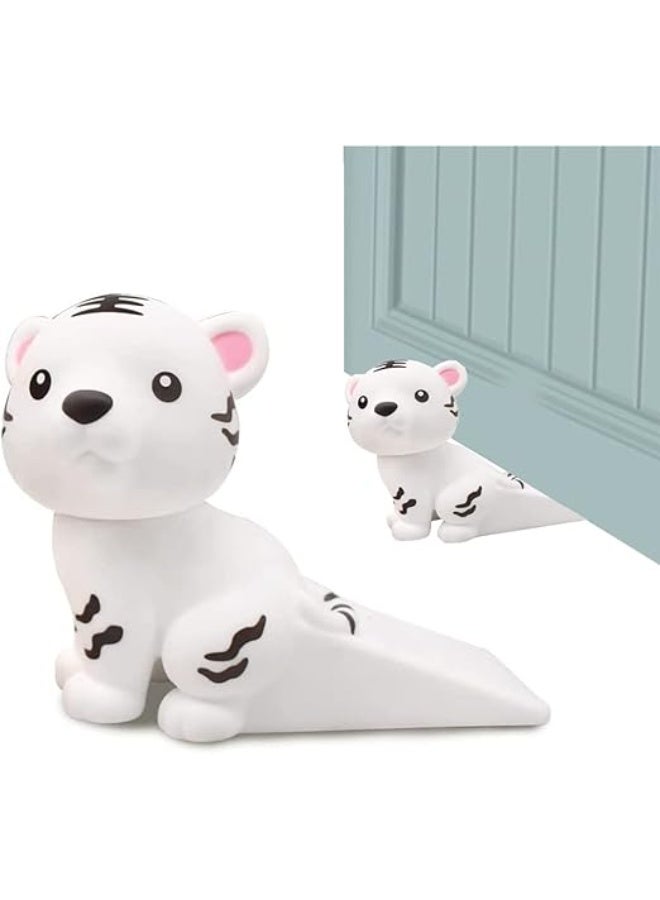 Door Stopper, Cute Wall Protector, Cute Animal Doorstop,Reusable Wall Protectors, Silicone Non-Slip Non-Scratching Door Stoppers For Home Kids Bedroom Office On All Surfaces, Floor Decorative (Tiger) - Image 1
