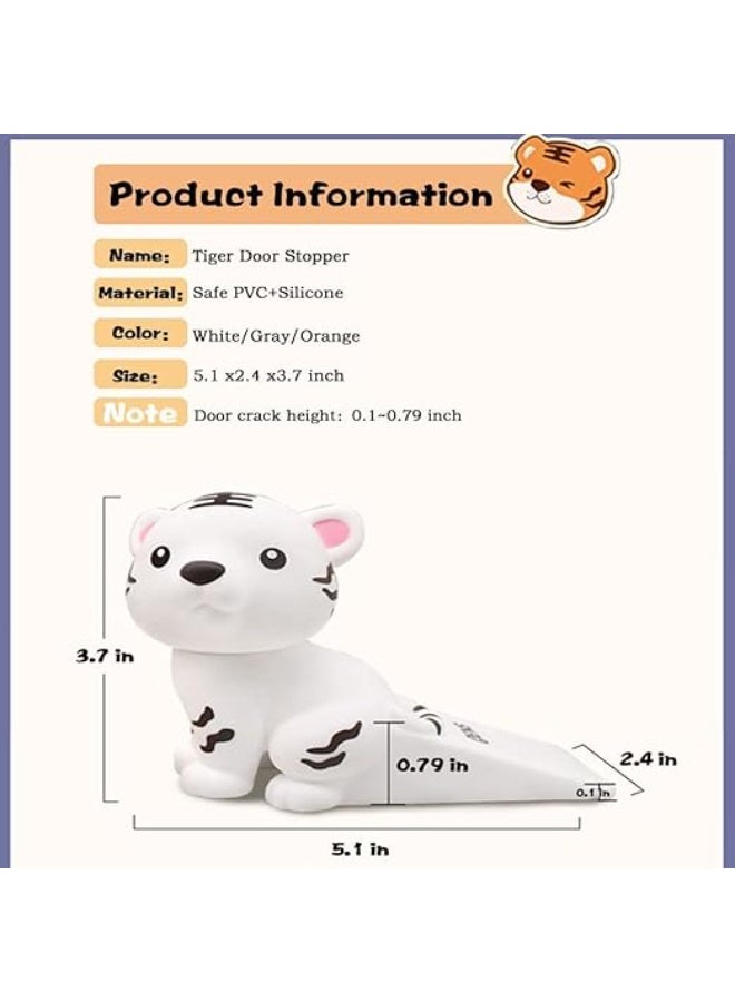 Door Stopper, Cute Wall Protector, Cute Animal Doorstop,Reusable Wall Protectors, Silicone Non-Slip Non-Scratching Door Stoppers For Home Kids Bedroom Office On All Surfaces, Floor Decorative (Tiger) - Image 2