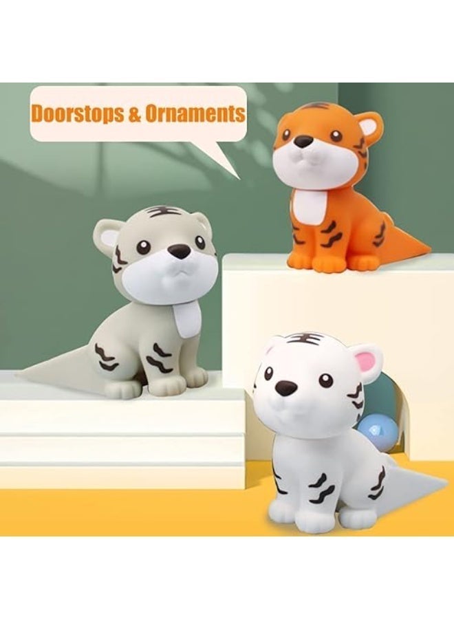Door Stopper, Cute Wall Protector, Cute Animal Doorstop,Reusable Wall Protectors, Silicone Non-Slip Non-Scratching Door Stoppers For Home Kids Bedroom Office On All Surfaces, Floor Decorative (Tiger) - Image 5