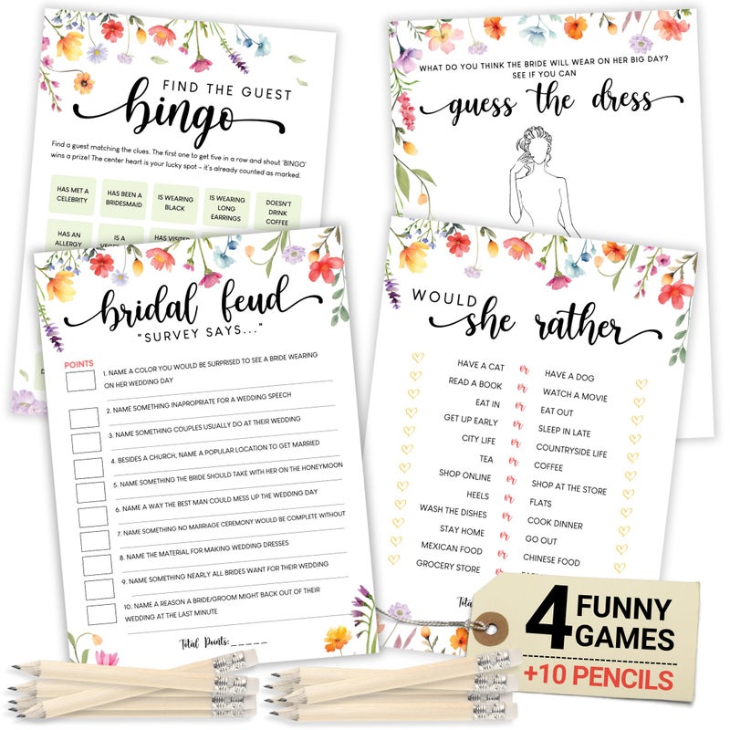 Stofinity Wildflower Bridal Shower Games 30 Guests - 4 Funny Floral Wedding Shower Games, Love In Bloom Bridal Shower Decorations, Bingo Bridal Party Game - Image 1