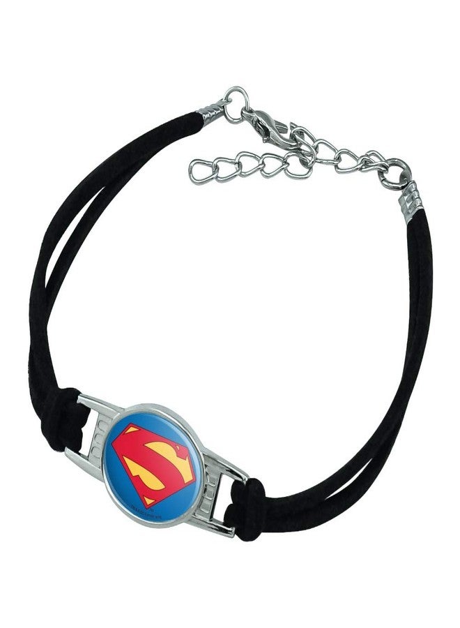 GRAPHICS & MORE Superman New 52 Shield Logo Novelty Suede Leather Metal Bracelet - Image 1