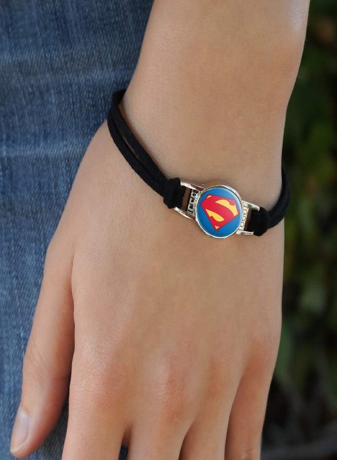 GRAPHICS & MORE Superman New 52 Shield Logo Novelty Suede Leather Metal Bracelet - Image 3