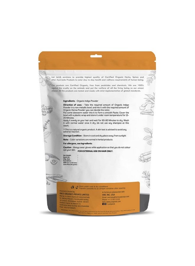 Just Jaivik Organic Indigo Powder For Natural Hair Coloring, 227G - Image 2
