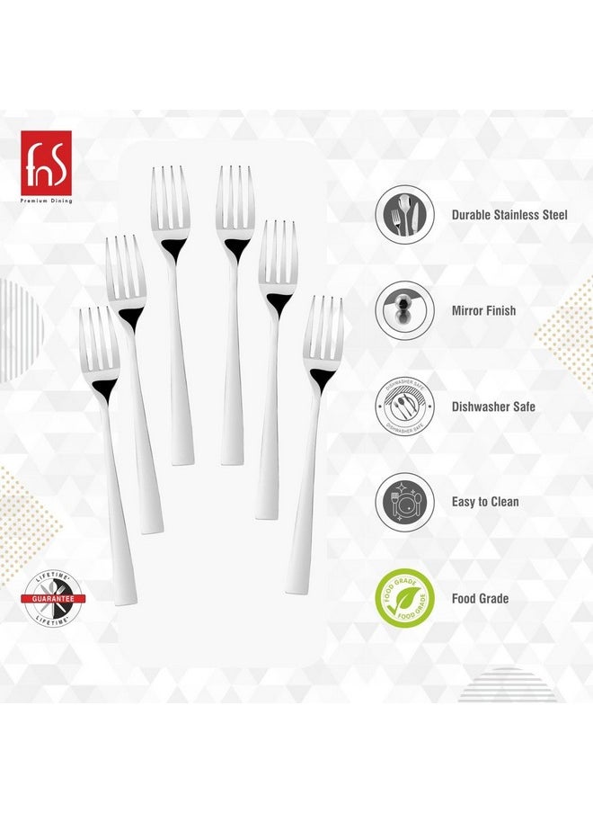 FNS FnS Slimline Stainless Steel Mirror Finish Dinner Fork Set of 6 for Noodles, Dinner Cutlery Set for Home Kitchen and Dinning  - Image 4