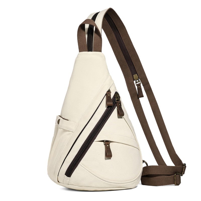 KL928 Canvas Sling Bag Small Crossbody Backpack Shoulder Casual Daypack Rucksack for Men WomenLarge Version