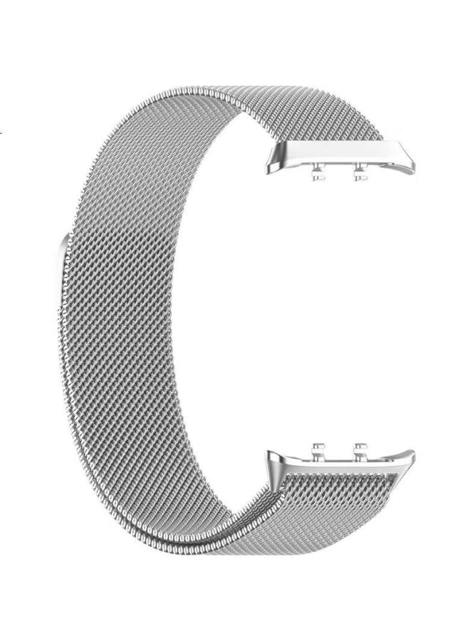 KMaxAI Milanese Metal Watch Band For Honor Watch 5 Magnetic Stainless Steel Woven Watch Strap Breathable Unisex Business Creative Replacement Wristband Silver - Image 1