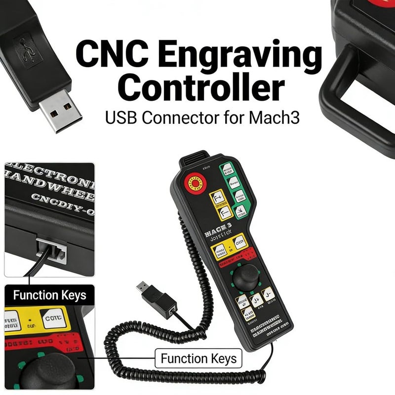 6 Axis CNC USB Breakout Board Manual Controller with Emergency Stop 12V 4 Axis Servo Driver - Image 3