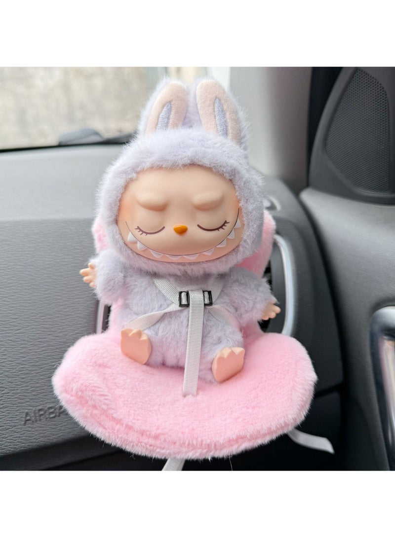 general LABUBU Car Aromatherapy Sofa Ornament 2nd Generation Sit Party Doll Safety Seat 15cm Accessories - Image 1