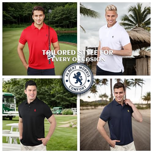 Albert Morris Mens Striped Short Sleeve Polo Shirts 4 Pack - Regular Fit - Multicolor - American Classics - X-Large - Image 2